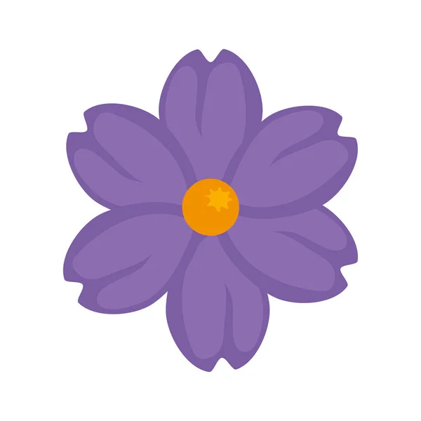 Roztomilý květ fialová barva izolované ikony — Stockový vektor