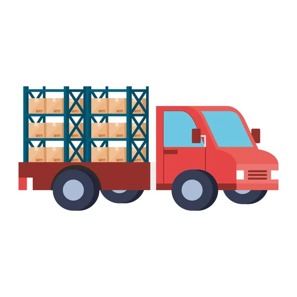 Servicio de entrega con camión y cajas — Archivo Imágenes Vectoriales