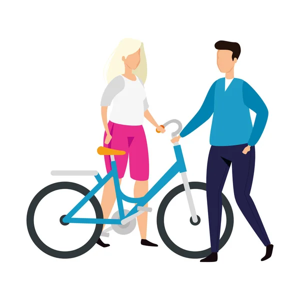 Para z ikoną postaci avatara rowerowego — Wektor stockowy