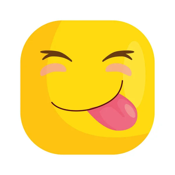 Funny square emoticon with tongue out — Stock Vector