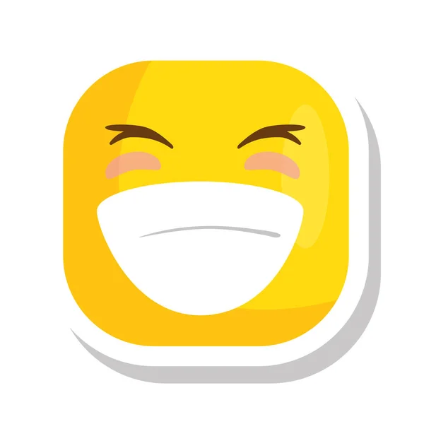 Drôle émoticône carré sourire icône isolée — Image vectorielle
