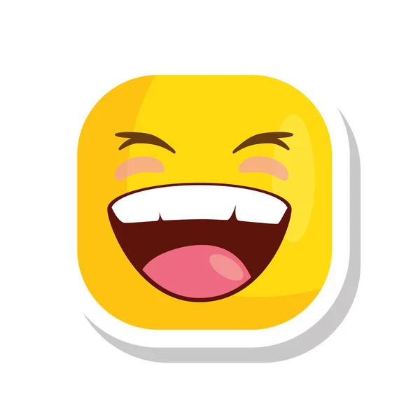 Divertido emoticono cuadrado sonriendo icono aislado — Vector de stock