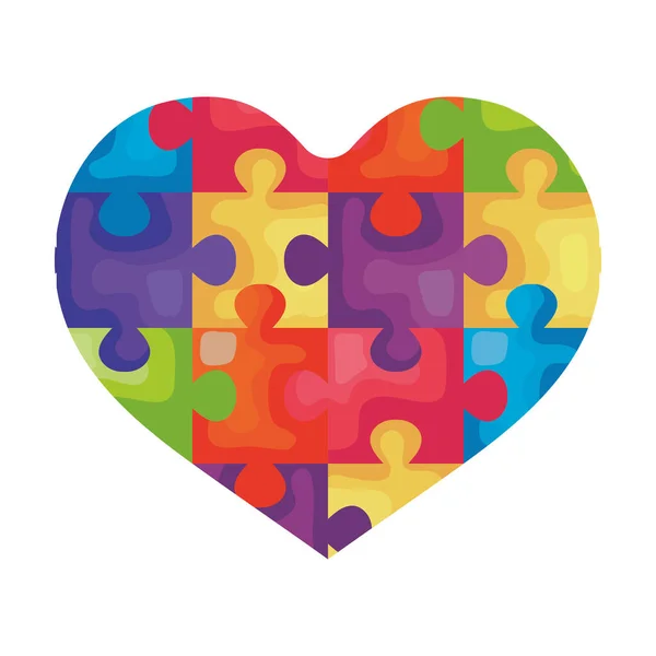 Coeur de pièces de puzzle icône — Image vectorielle