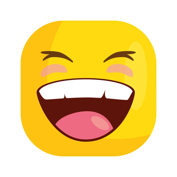 Vicces négyzet emotikon mosolygós elszigetelt ikon — Stock Vector