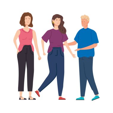 grup güzel kadın ve erkek avatar karakterleri