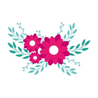 Dalları ve yaprakları olan pembe çiçekler.