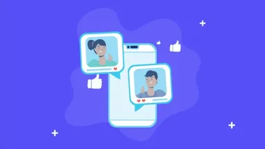 Baloncuklu sosyal medyada çift ile akıllı telefon