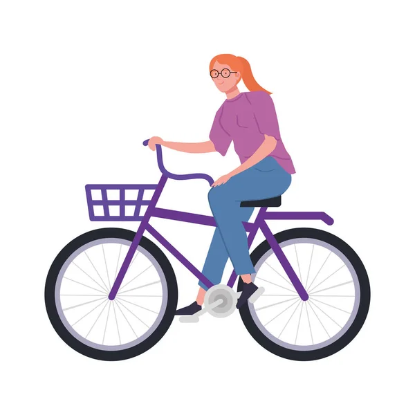 Belle femme en vélo avatar personnage — Image vectorielle