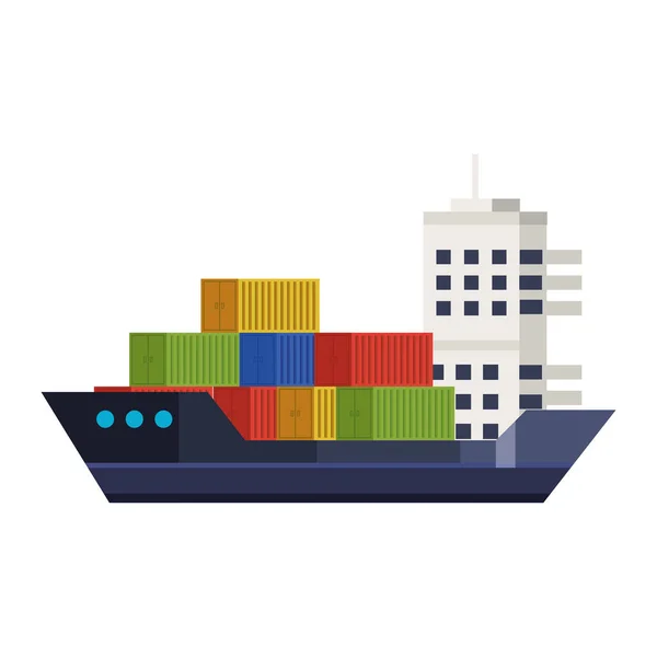 Transporte de navio de carga ícone isolado —  Vetores de Stock
