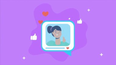 Konuşma baloncuğu sosyal medyadaki kadın