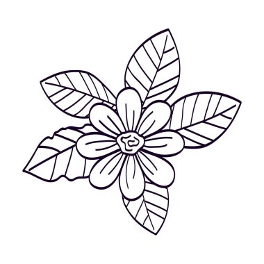 Yaprak çizgisi simgesi olan sevimli bir çiçek
