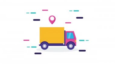 kamyon aracıyla lojistik servis animasyonu