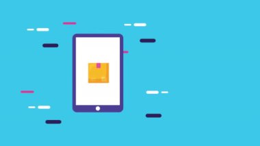 akıllı telefon ve kamyon ile lojistik servis animasyonu