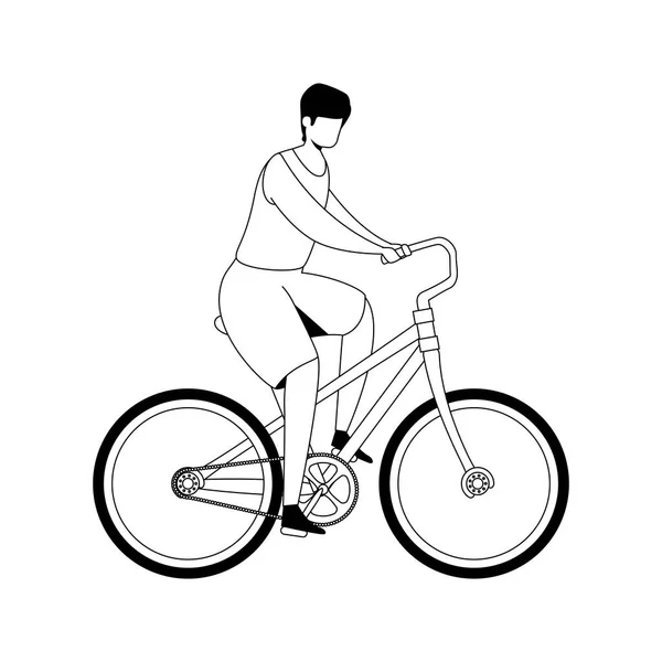 Joven hombre en bicicleta avatar icono de carácter — Vector de stock