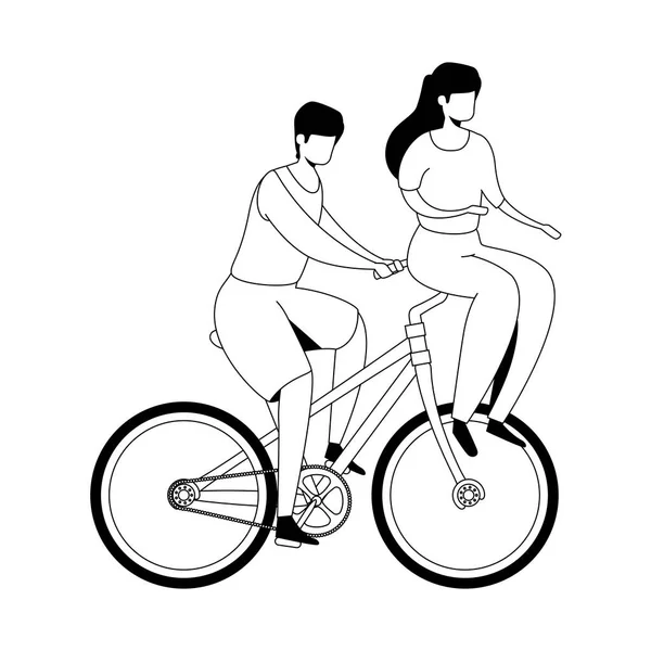 Couple in bike avatar character icon — Stock Vector