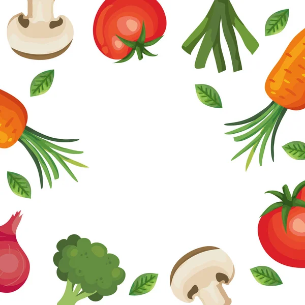 新鮮な野菜のアイコンのフレーム — ストックベクタ