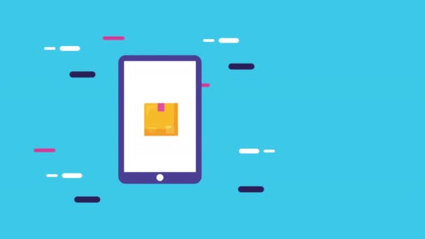 Animación de servicio logístico con smartphone y camión — Vídeo de stock