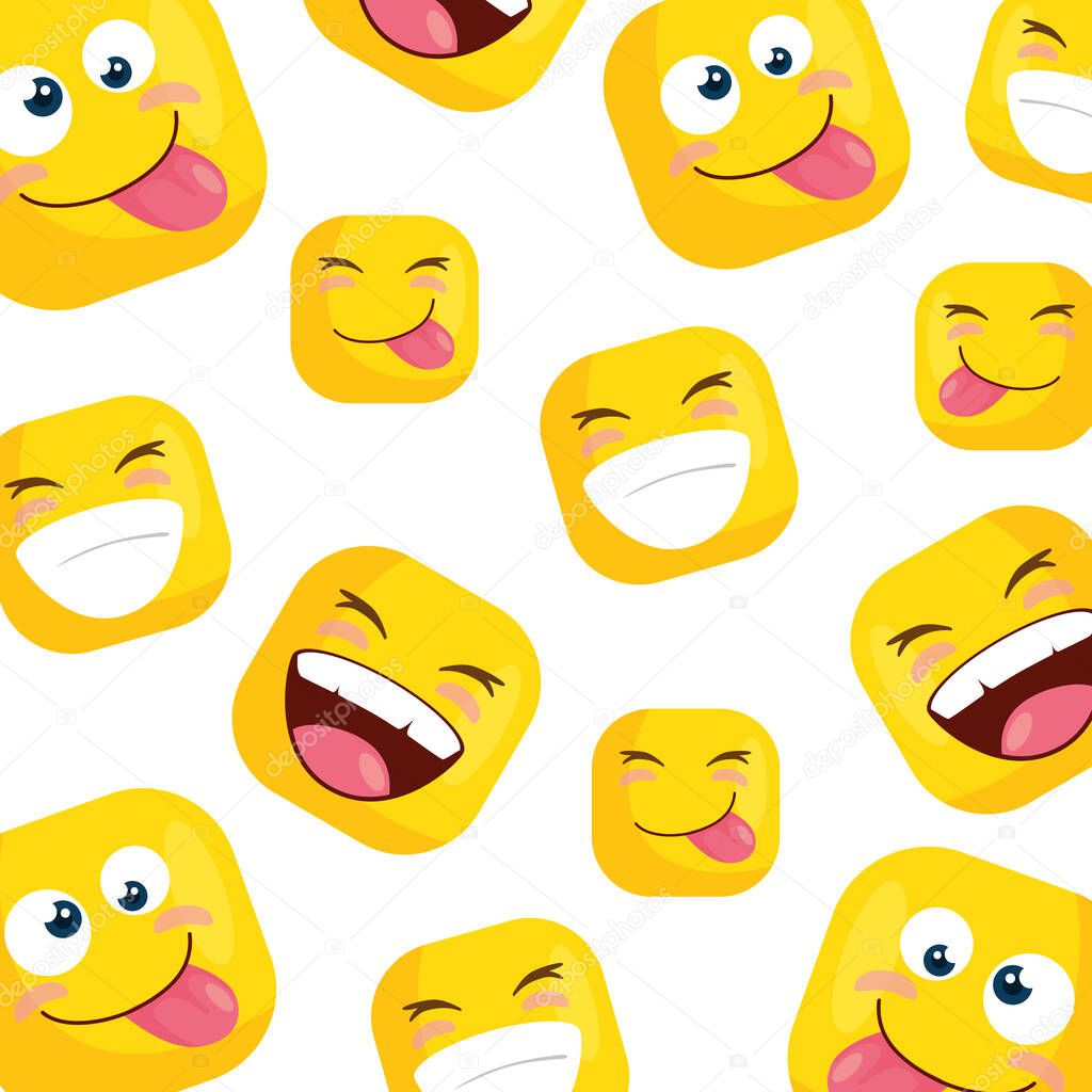 background of funny square emoticons