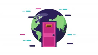 Dünya Gezegeni ve kutusuyla lojistik servis animasyonu