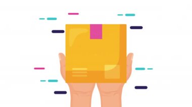 el kaldırma kutusu ile lojistik servis animasyonu