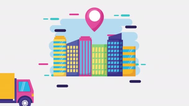 service logistique animation avec camion sur la ville