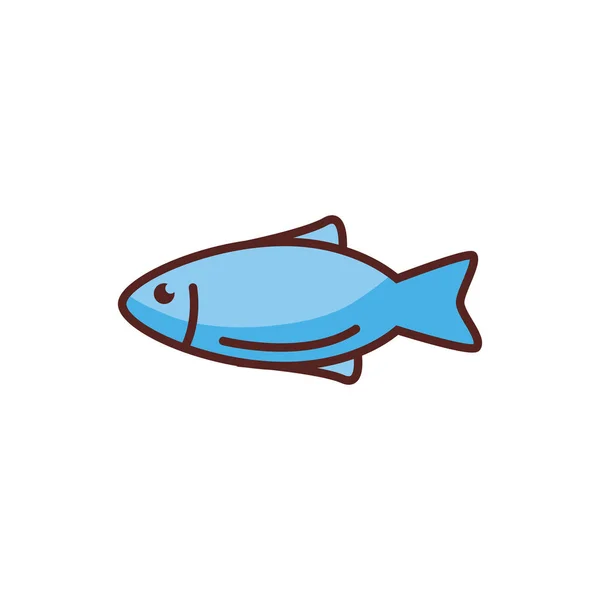 Peces línea animal de mar icono de estilo de color — Vector de stock