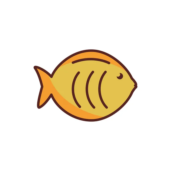 Linha animal do mar ícone de estilo de cor —  Vetores de Stock