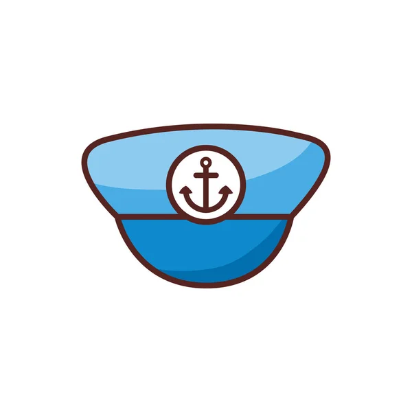 Marine zeiler hoed lijn kleur pictogram — Stockvector