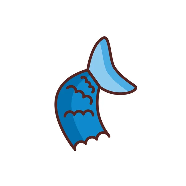 Vis staart zee dier lijn kleur pictogram — Stockvector