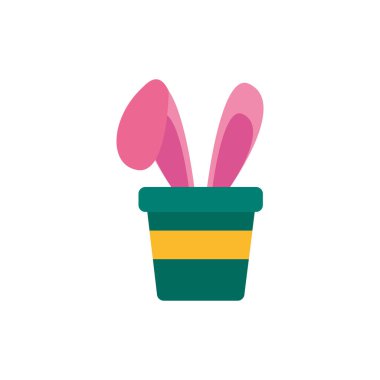 Tavşan kulaklı seramik kap Paskalya düz ikonu