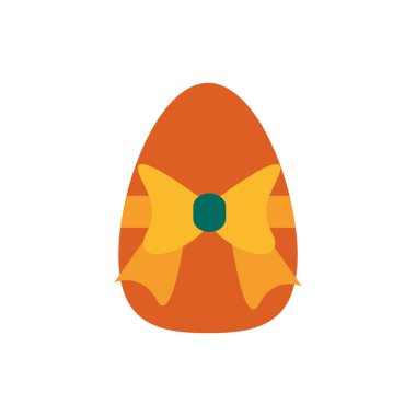 easter egg painted with ribbons and bow flat style