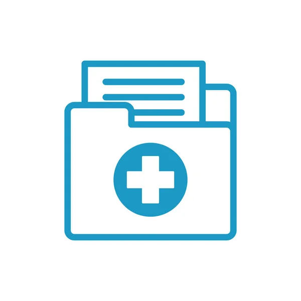 Cruz médica na pasta documentos estilo de linha — Vetor de Stock