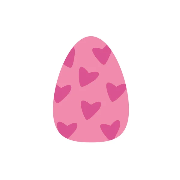 Easter egg painted with hearts flat style — ストックベクタ
