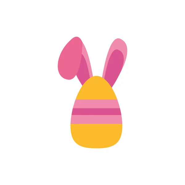 縞模様とウサギの耳のフラットスタイルで描かれたイースターエッグ — ストックベクタ