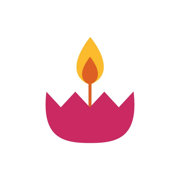 Svíčka oheň plamen plochý styl ikona — Stockový vektor