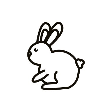 cute little rabbit easter line icon