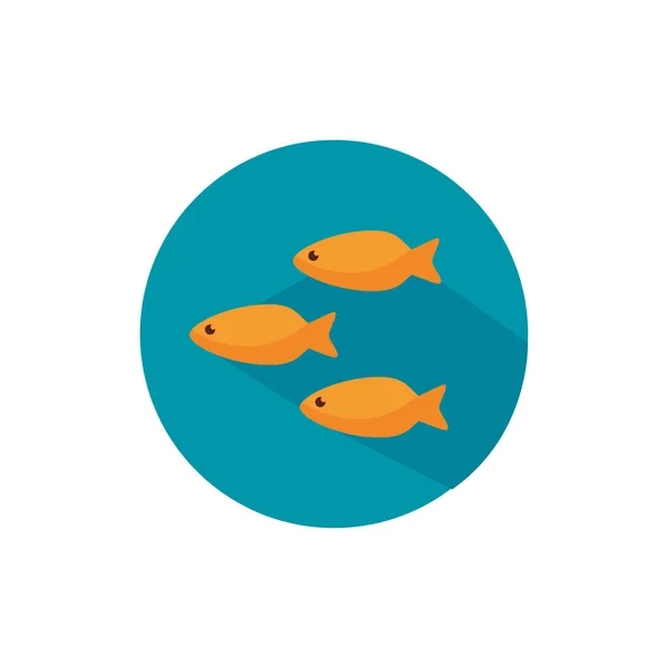 Peixes mar animal bloco estilo ícone —  Vetores de Stock