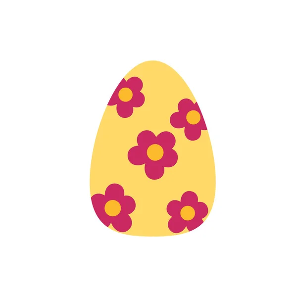 Huevo de Pascua pintado con flor de estilo plano — Vector de stock