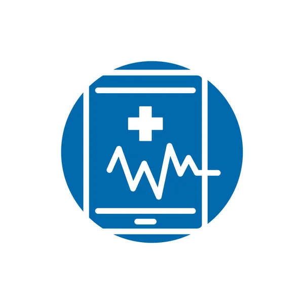 Medical ekg cardiology in smartphone block icon — Stock Vector