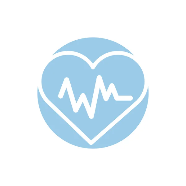 Medical heart cardiology pulse block icon — Stock Vector