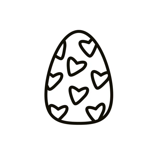 Huevo de Pascua pintado con el estilo de línea de corazones — Vector de stock