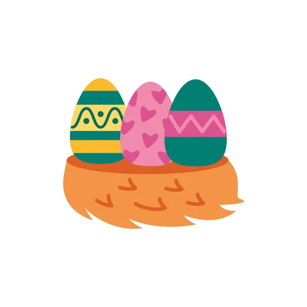 Ovos de Páscoa pintados ícones de estilo plano — Vetor de Stock