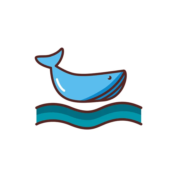 Значок кольору кита морської лінії тварин — стоковий вектор
