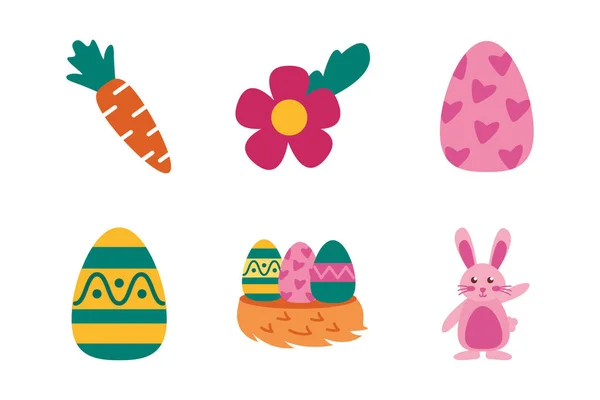 Bundle of easter set flat icons — Stock Vector