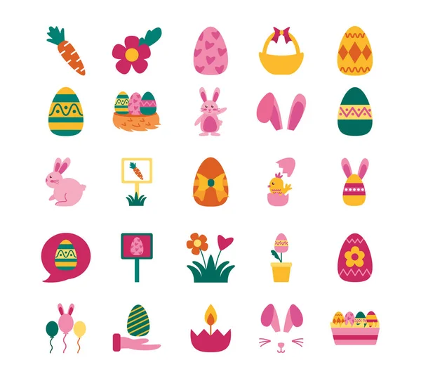 Paquete de iconos planos de conjunto de Pascua — Vector de stock