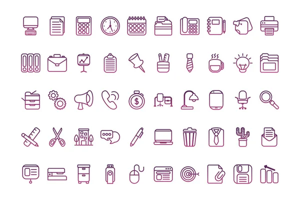 Paquete de iconos de estilo de línea de conjunto de oficina — Archivo Imágenes Vectoriales