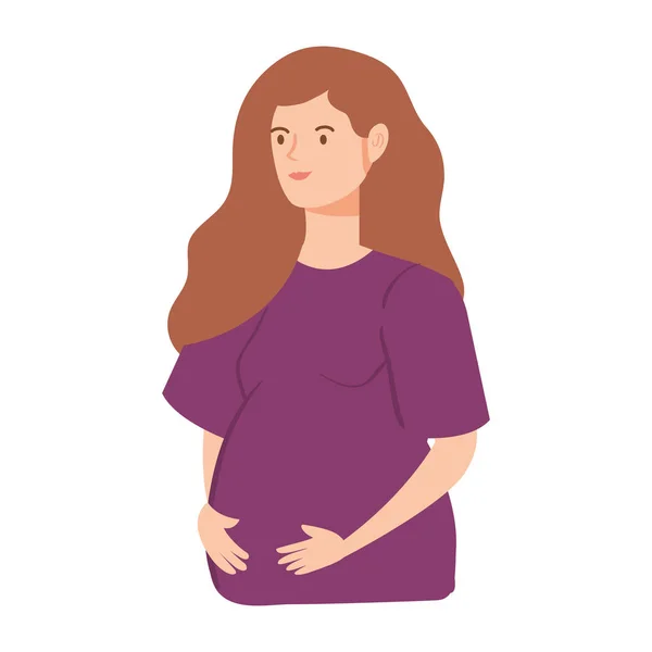 Femme mignonne avatar enceinte personnage — Image vectorielle