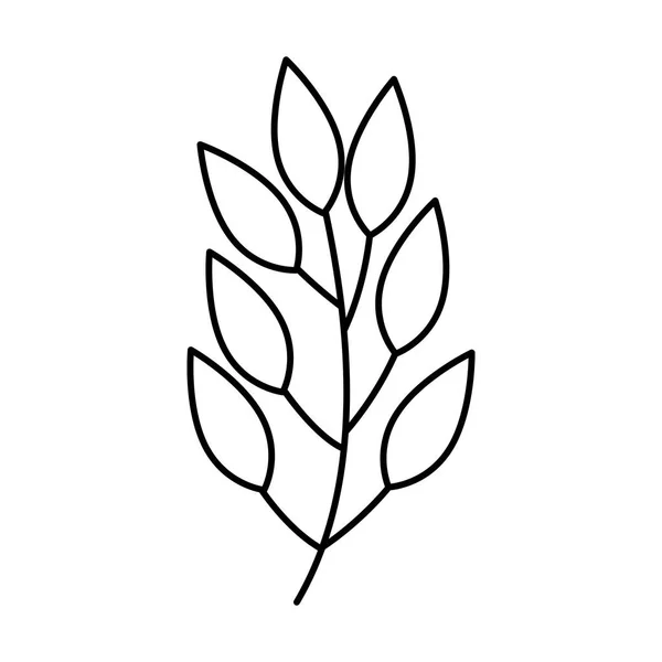 Branche avec des feuilles style ligne naturelle — Image vectorielle