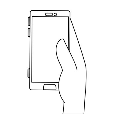 Smartphone aygıtı izole simgesi ile el