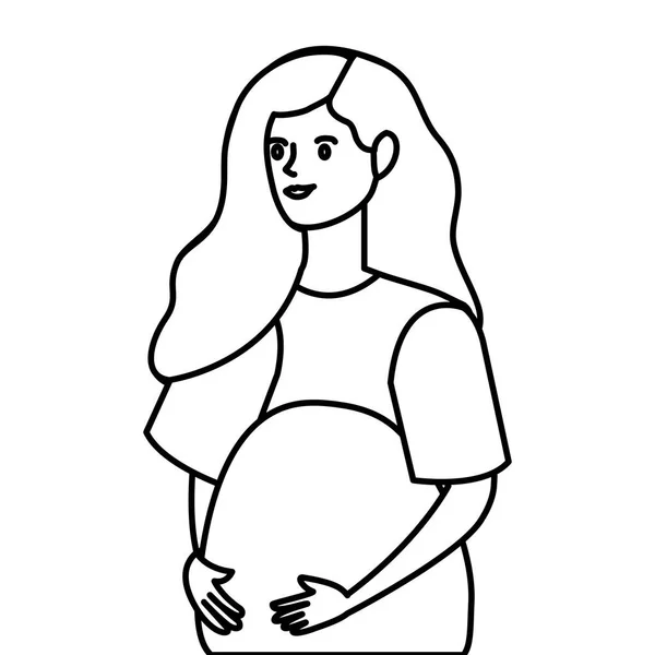 Femme mignonne avatar enceinte personnage — Image vectorielle